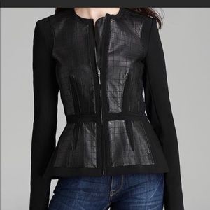 Rebecca Taylor Black Leather Panels Blazer Sz 10